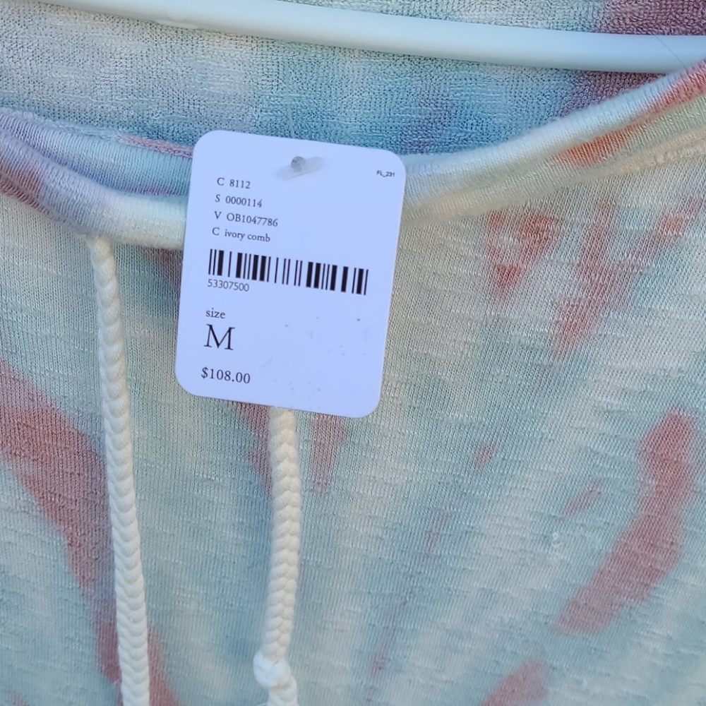 NWT Free People Ivory Combo Tie Dye Top - Picture 3 of 5